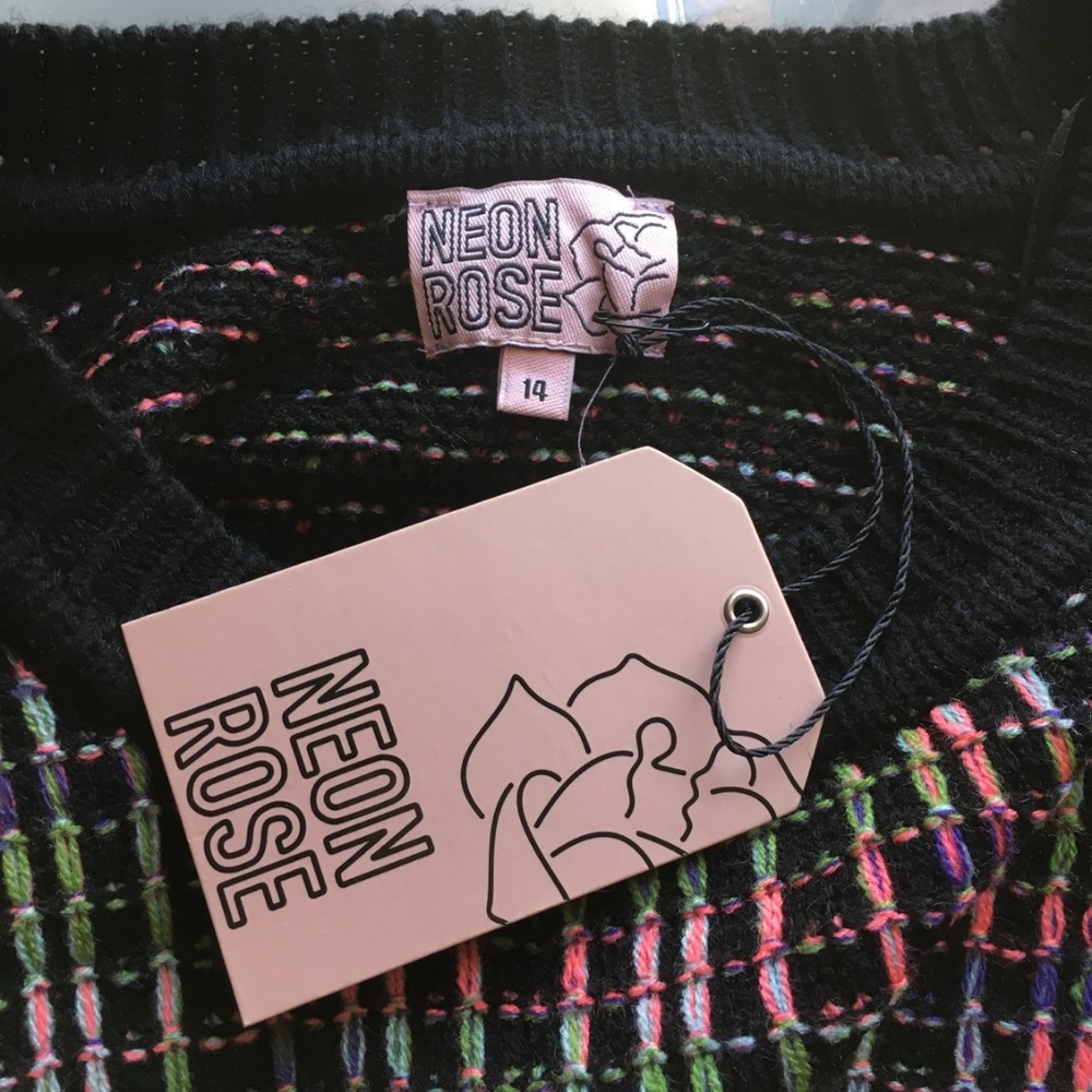 Neon Gridded Pullover Sweater - Picture 4 of 5